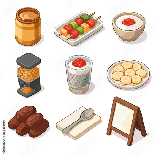 Skewer signboard snack vector sliced peanut napkin pile icon bar fruit diy