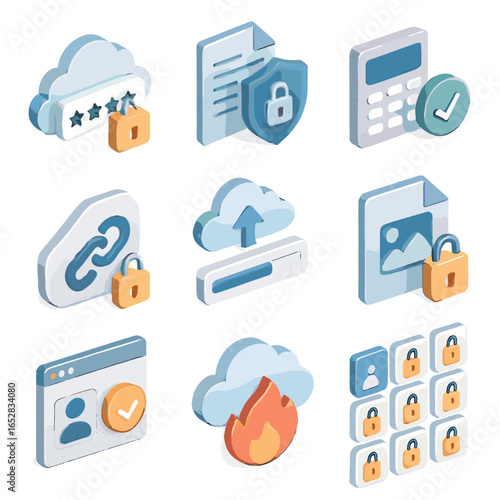 Barrier vector role private shield access encryption popup link cloud icon secure
