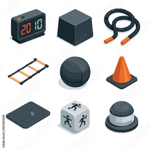 Cone icon battle hiit vector box sensor clock icons ladder workout exercise