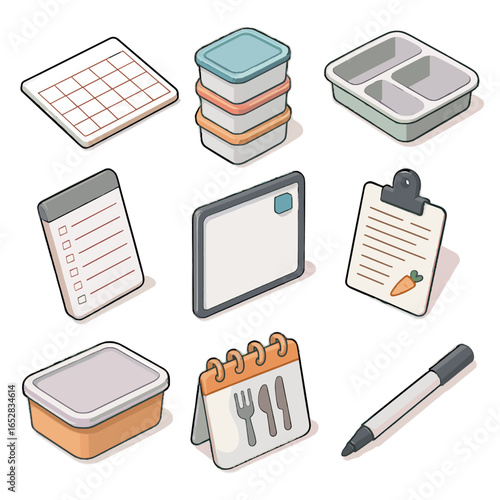 Icon labeled icons board vector weekly meal tray planner grocery portion