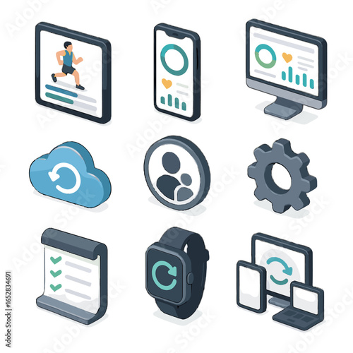 Tile vector connection fitness icon settings phone tablet platform switcher dashboard history