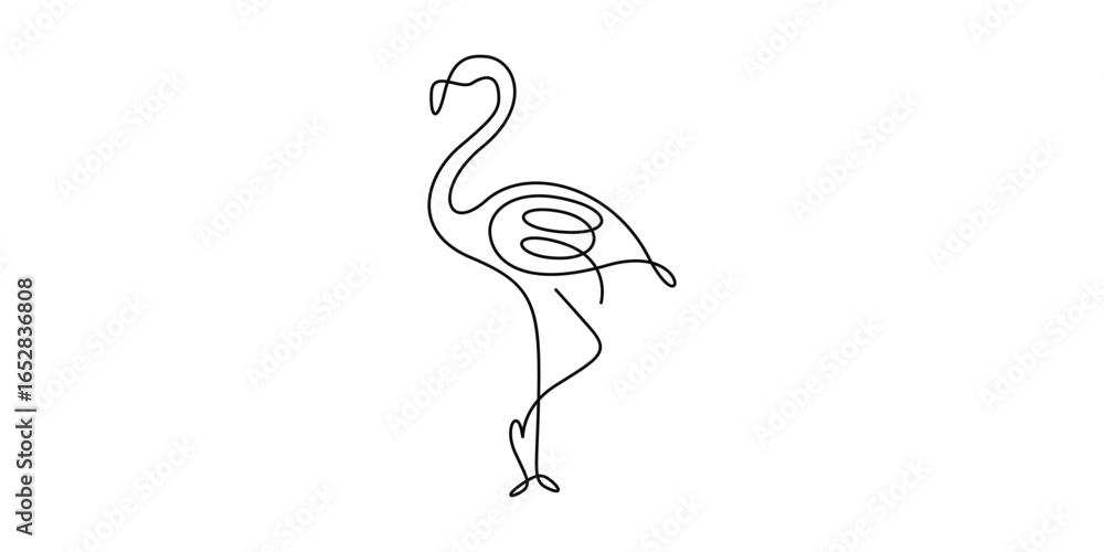 Naklejka premium Elegant flamingo single continuous line art vector illustration