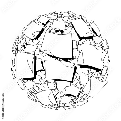 A creative illustration of global networks, document management and data flow. This is an effective vector graphic for international business, globalization and information exchange.