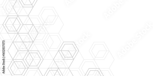 Linear geometric drawing. Abstract white background from cubes and lines.Vector illustration.