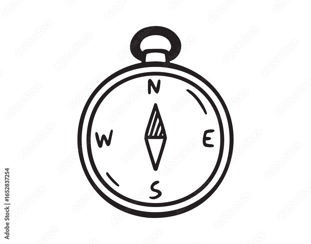 Compass icon doodle hand drawn. Outline compass line drawing clipart symbol Compass icon doodle hand drawn. Outline compass line drawing clipart symbol