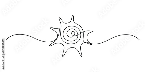 Continuous one line drawing of a seashell. Single line art of beauty product pearl minimalist, Pearl in a seashell one line art drawing, Continuous one line drawing of sea shell. Vector illustration