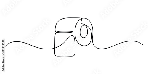 Continuous one line drawing of paper roll. One line drawing of a roll of printer paper, Continuous single line art toilet paper vector illustration 