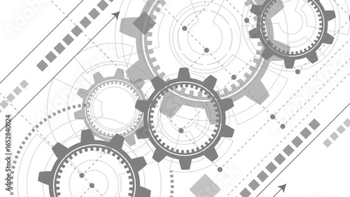 Gears. New technologies. Engineering industry. Futuristic circle elements.