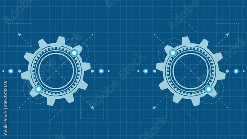 Rotating gears. Engineering industry. New technologies. Futuristic circle elements.