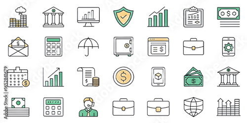Digital Finance Icons Pack — Online Banking, Mobile Payments, Crypto, ATMs & Investment Dashboards