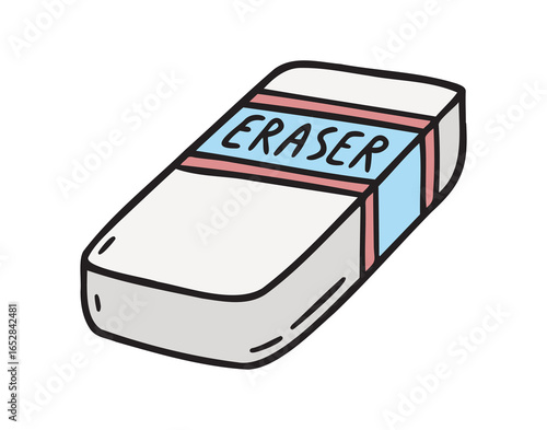 school element eraser icon doodle hand drawn. colorful cartoon line drawing clipart symbol 