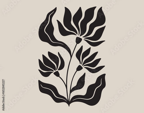 Vászonkép Cute flower abstract poster monochromatic Matisse style