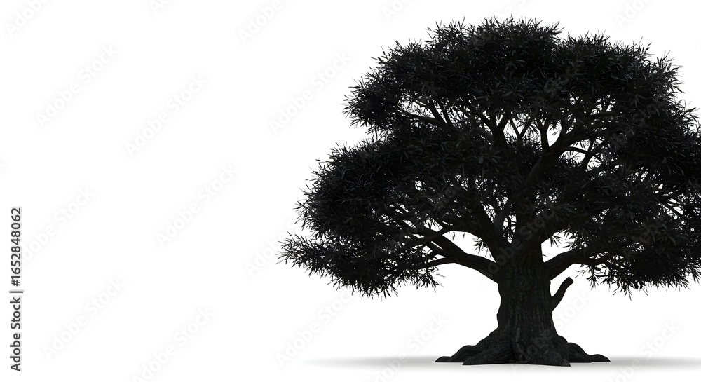 Fototapeta premium Black Tree Silhouette Isolated on White Background