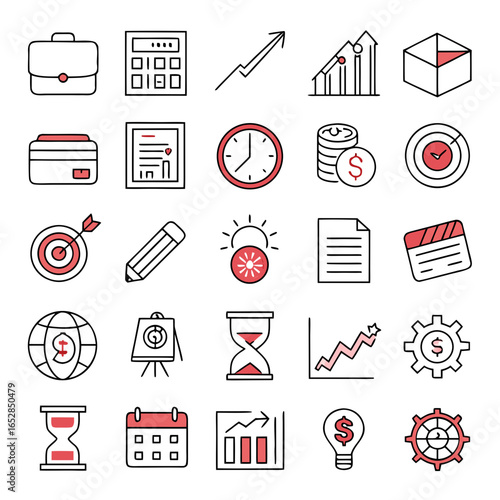 Business icon pack icons isolated on white background for presentations, websites, and marketing materials contains icons of briefcase, calculator, graph and more