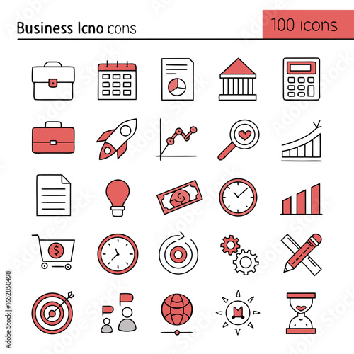 Business icon pack icons isolated on white background for presentations, websites, and marketing materials contains icons of briefcase, calendar, document and more