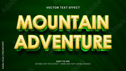 Editable text effect mountain adventure 3d style premium vector 