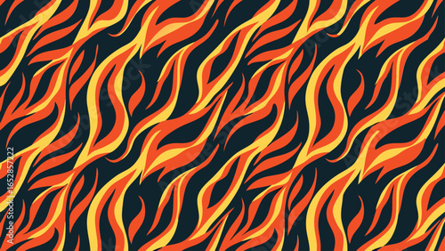 Abstract Seamless Pattern of Wavy Orange and Yellow Stripes