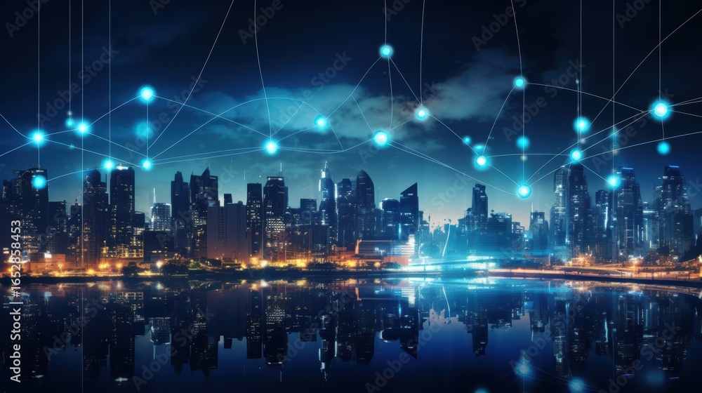 Fototapeta premium 5G wireless network, high speed internet, cloud computing or connect diagram technology, Data storage, service, synchronize, online, financial, Connectivity global, smart city, ecommerce, facility