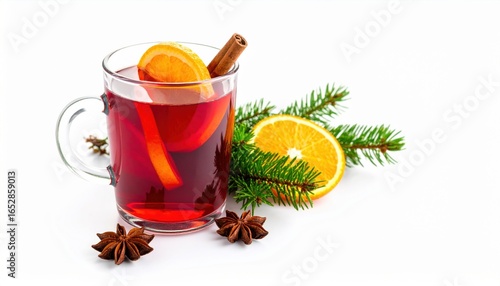 Wallpaper Mural Inviting Glass of Warm Mulled Beverage Infused with Aromatic Cinnamon and Fresh Orange Slices for Winter Torontodigital.ca