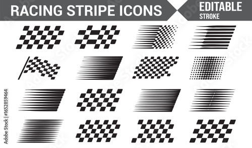 Racing Motion and Checkered Flag Icons for Creative Design Work