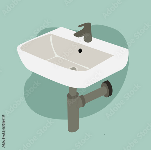 sink. Wash basin with single handle mixer 