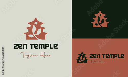Zen Temple Japanese Wellness Logo Vector Illustration