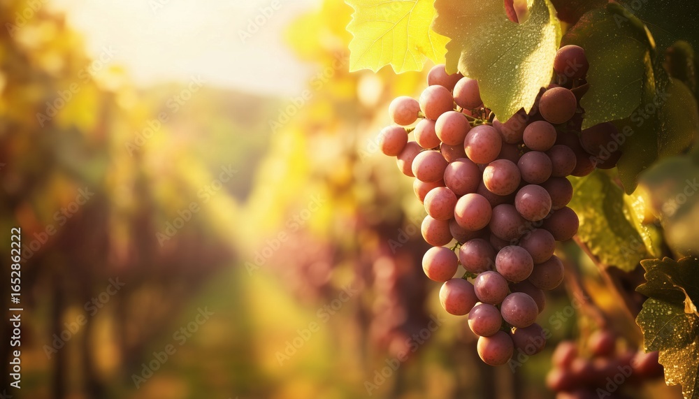Fototapeta premium Autumn Splendor: Capturing The Beauty Of Vineyard Vines And Wine Grapes Prior To Harvest In The Fall Season.