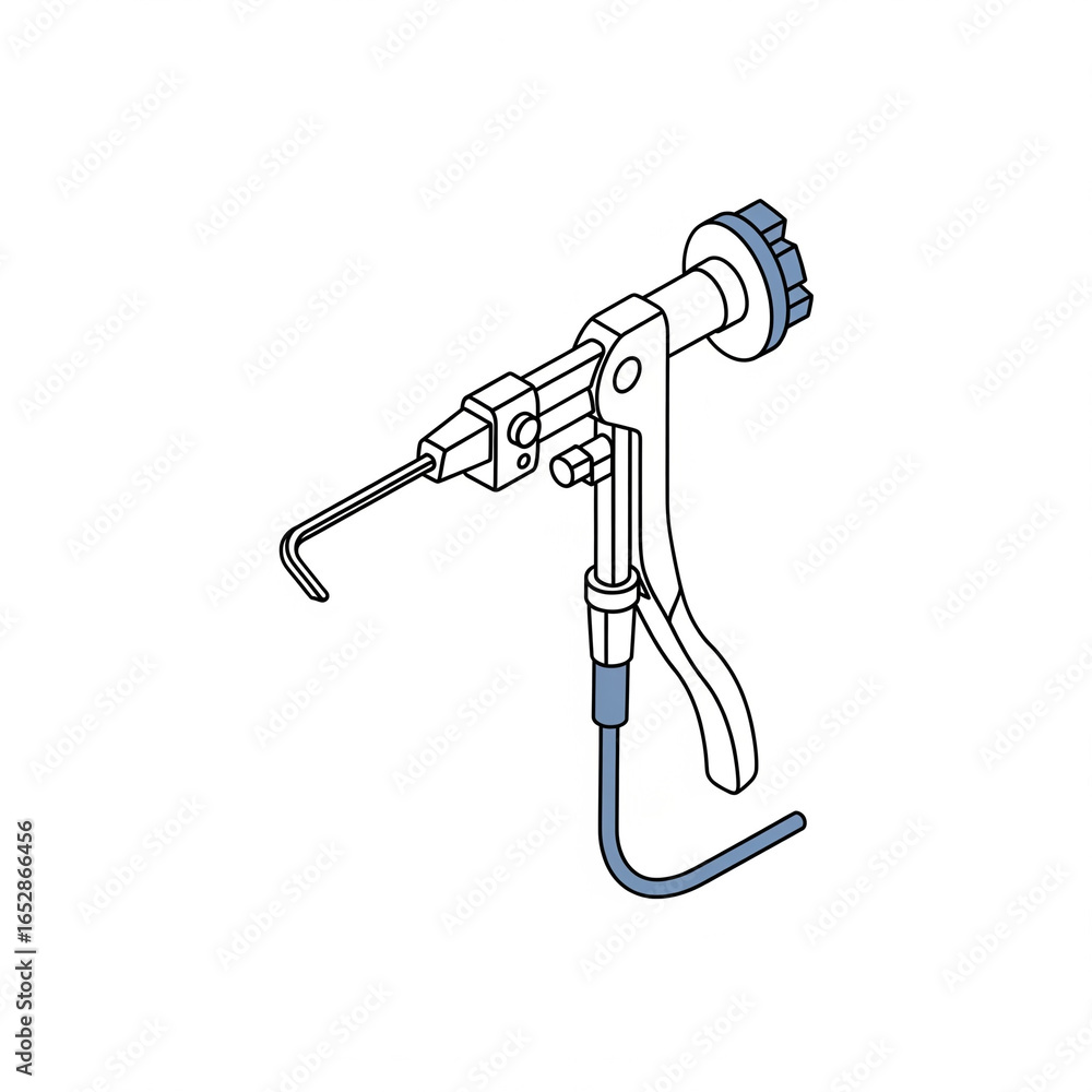 Naklejka premium Flat icon isometric of laparoscopic suturing device isometric ilustration.
