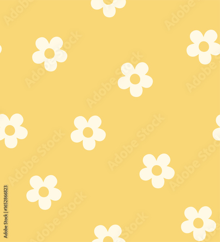 Seamless pattern with light yellow flowers pattern print and single color print for textile, poster background mustard