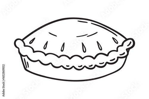 baking a round pie icon doodle hand drawn. Outline traditional pie line drawing clipart symbol