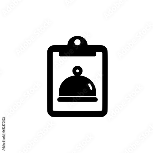 Clipboard with food cover icon representing kitchen checklist or food safety inspection form