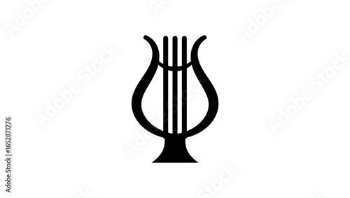 Harp symbol, black isolated silhouette