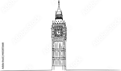 Simplified Line Drawing of Big Ben
