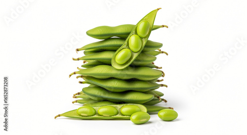 Wallpaper Mural Stacked Edamame Pods on White Background Torontodigital.ca