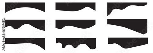 Set of website divider, separator curve shape abstract design element vector illustration on white background