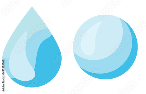 A drop of water and a bubble with a blue color 