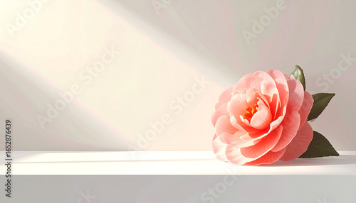 A camellia flower, minimalist style