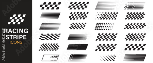 Checkered Flag and Stripes Icons, Perfect for Car Racing and Sports Themes