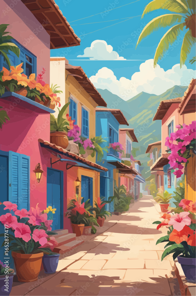 Fototapeta premium colorful houses on the beach