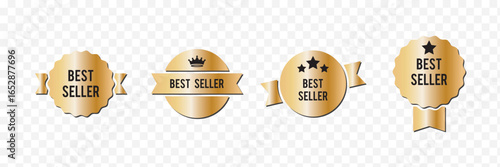 Set best seller icon design with laurel, best seller badge logo isolated . Best choice. Best Award brand, premium crown and stars . eps 10 