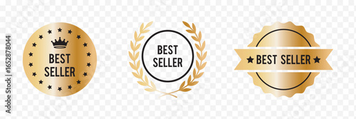 Best Seller Badge Logo Design Template For Business Product  . Premium Best Seller Badge Award Seal Orange Ribbon Design Graphic Element . eps 10