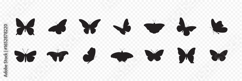 Butterfly Silhouette Set A collection of butterfly silhouette vector  for elegant tattoo designs, nature-themed art, and decorative . eps 10