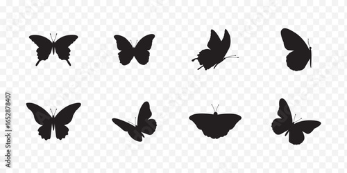 butterflies Flying silhouette black set, Flaying butterflies vector collection .  eps 10