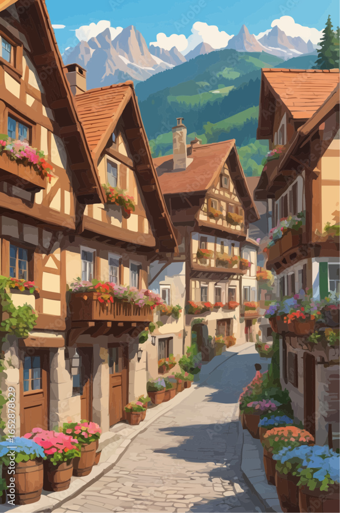 Obraz premium houses in the village