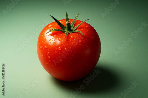 Poster of a ripe and fresh tomato, looking very healthy with its charming shape and red color.