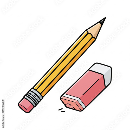 Wooden pencil with eraser isolated on white background 5