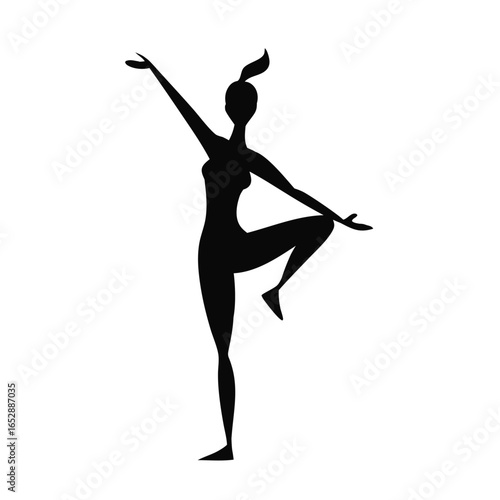 Abstract Silhouette Of Girl Practice Gymnastics Vector Illustration on white background.