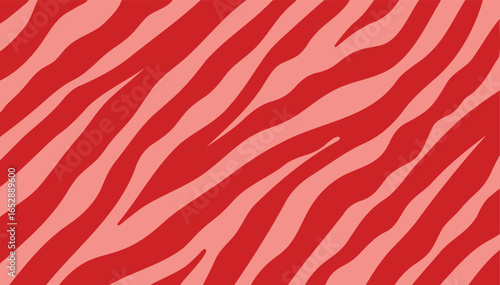 Psychedelic red retro zebra or tiger pattern background. animal colored skin background.