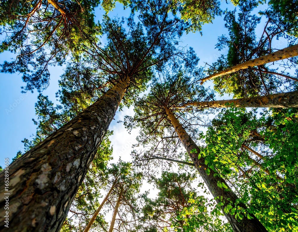 Fototapeta premium Sunlight through pine trees