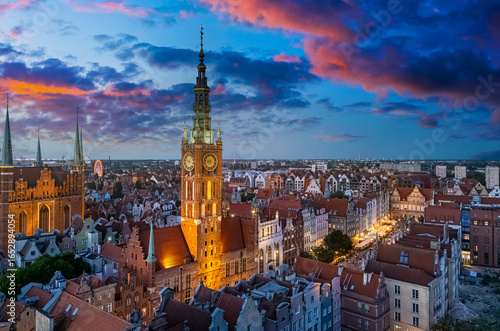 Wallpaper Mural Architecture of old town in Gdansk with Main City Hall, Poland Torontodigital.ca
